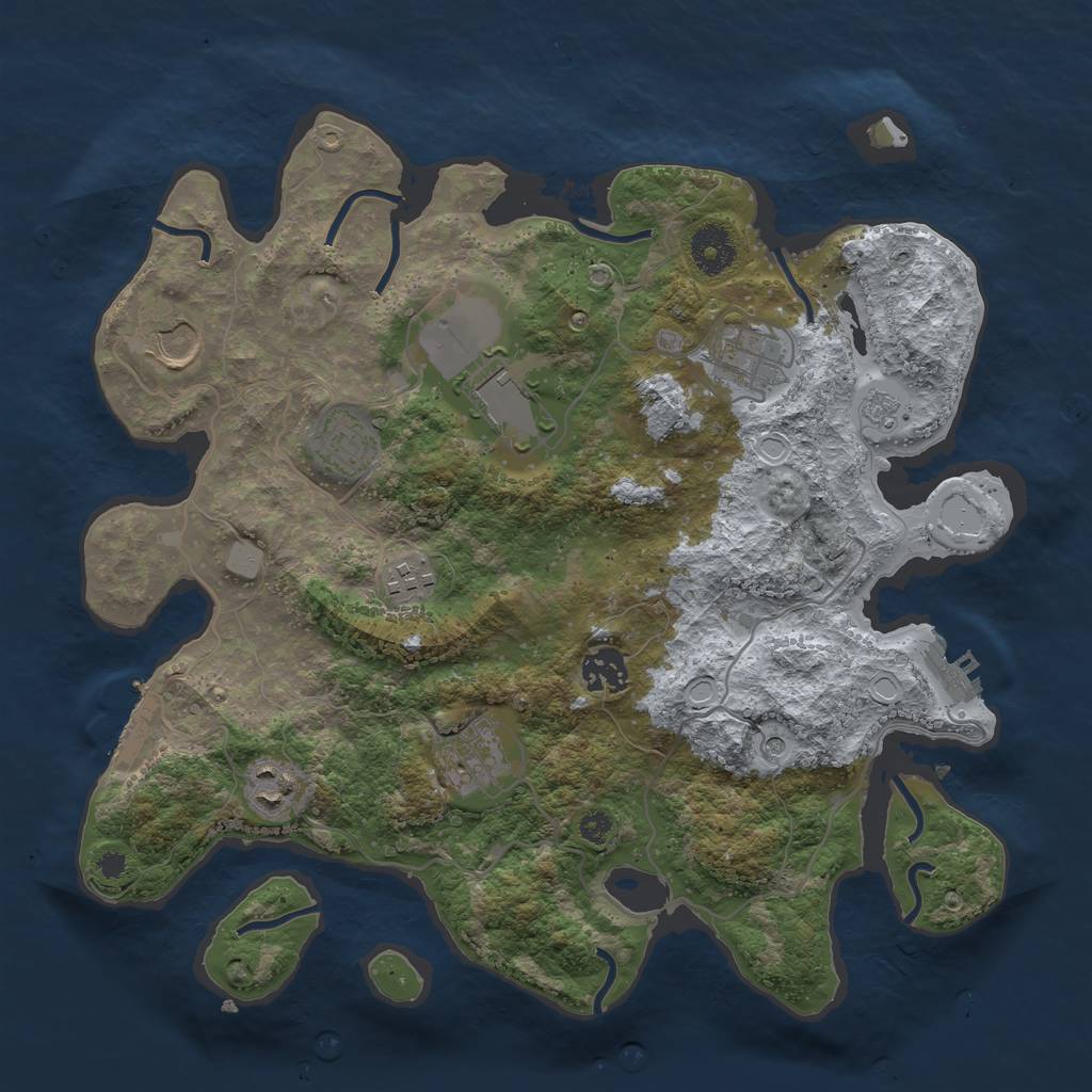 Rust Map: Procedural Map, Size: 3500, Seed: 41728002, 17 Monuments