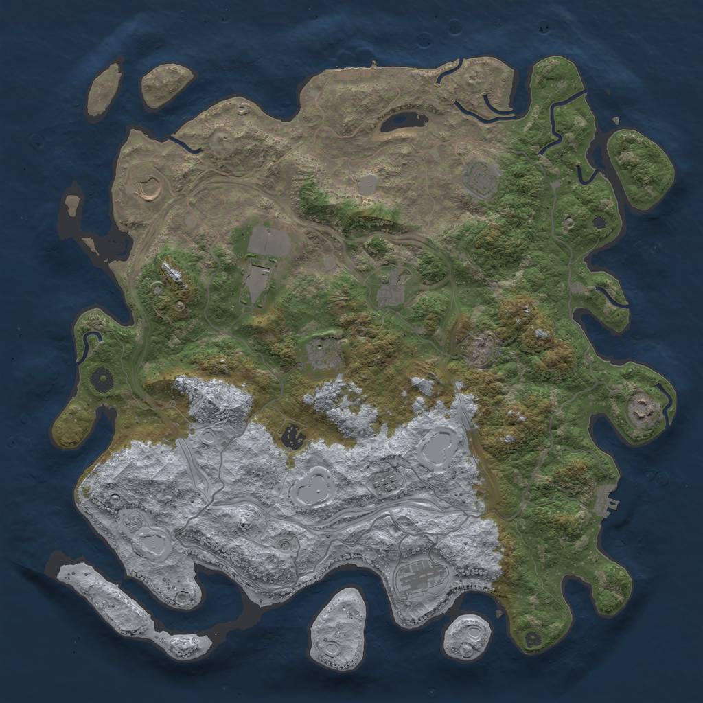 Rust Map: Procedural Map, Size: 4500, Seed: 1098950433, 18 Monuments
