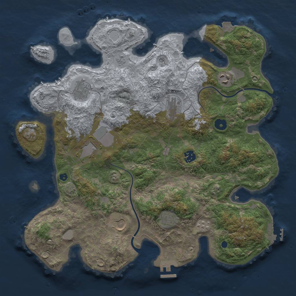 Rust Map: Procedural Map, Size: 3750, Seed: 23922753, 14 Monuments