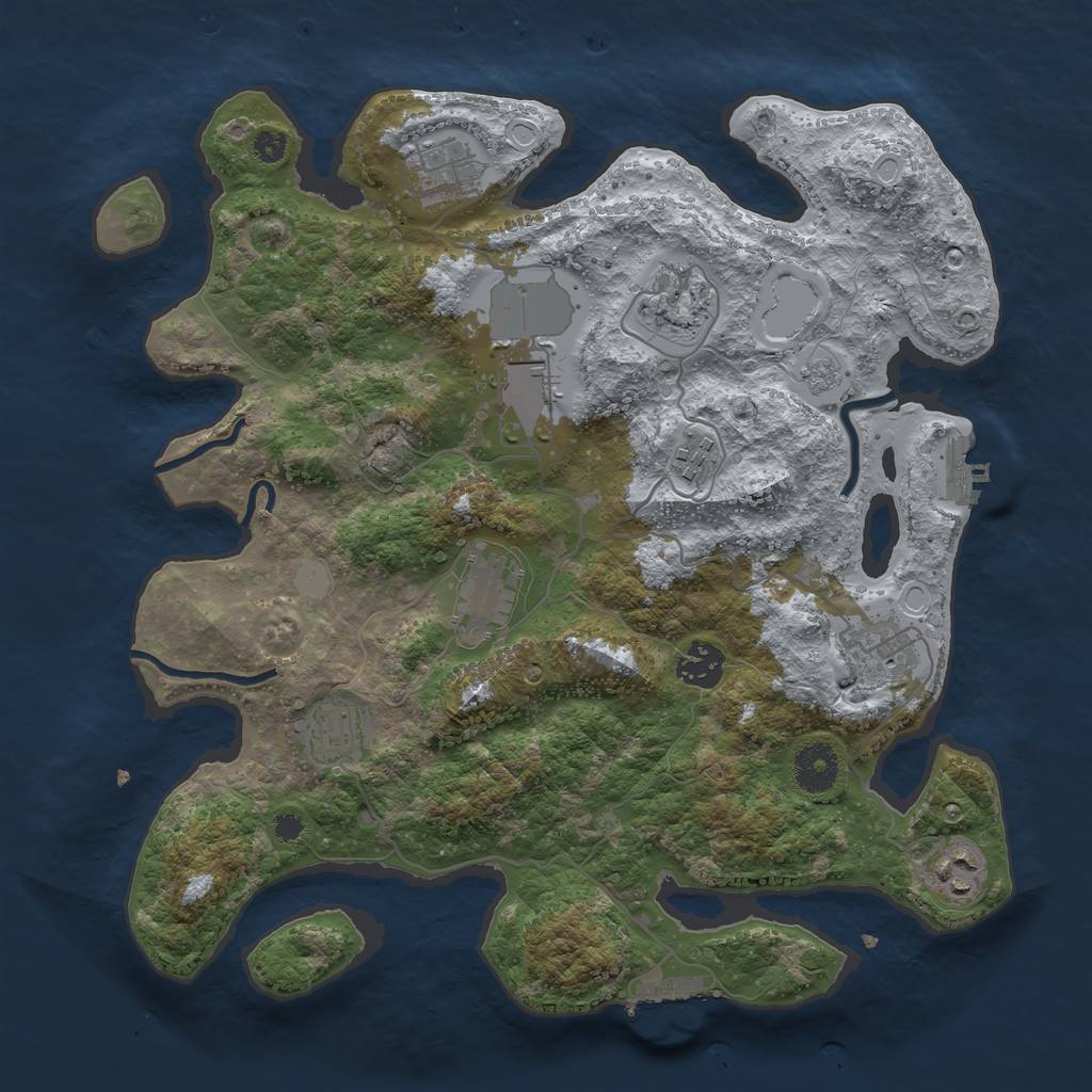 Rust Map: Procedural Map, Size: 3500, Seed: 25389953, 15 Monuments