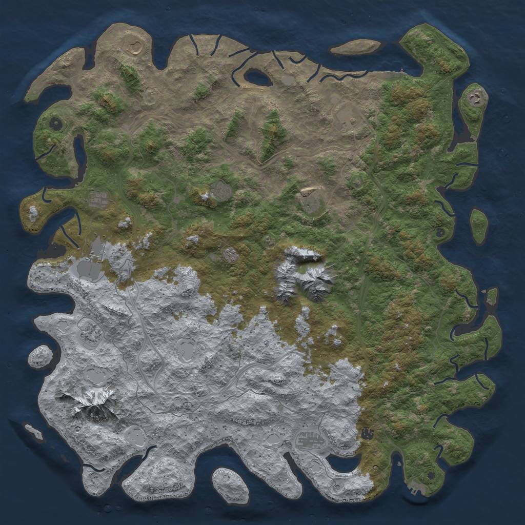 Rust Map: Procedural Map, Size: 6000, Seed: 1607, 20 Monuments