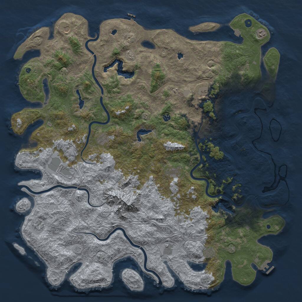Rust Map: Procedural Map, Size: 6000, Seed: 1607, 17 Monuments