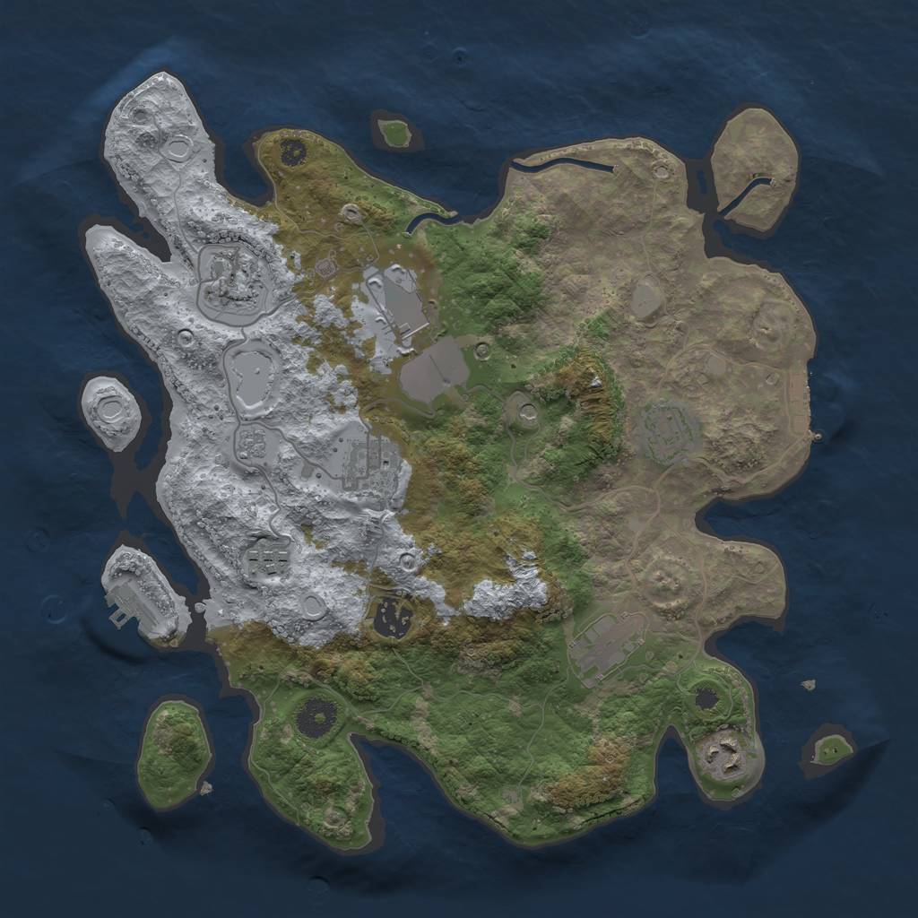 Rust Map: Procedural Map, Size: 3500, Seed: 1917767781, 17 Monuments