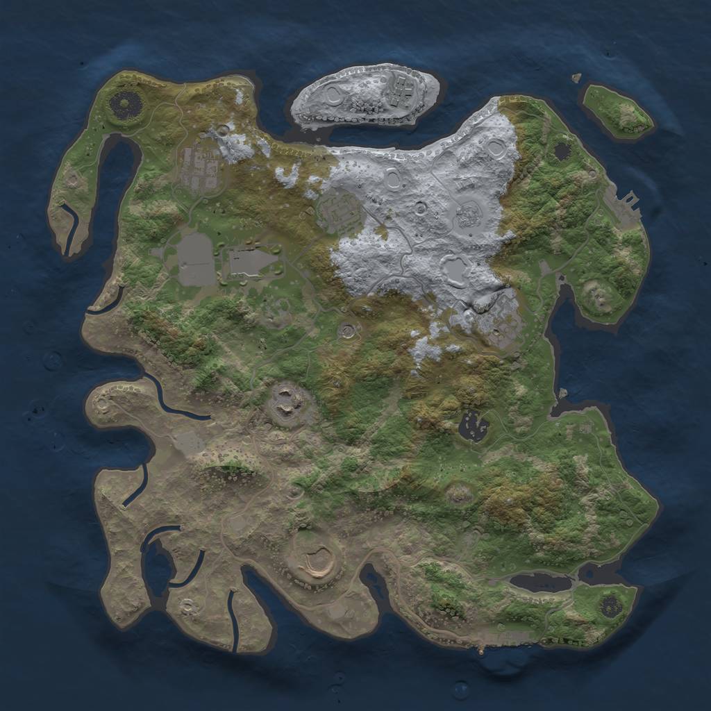 Rust Map: Procedural Map, Size: 3500, Seed: 60434929, 17 Monuments