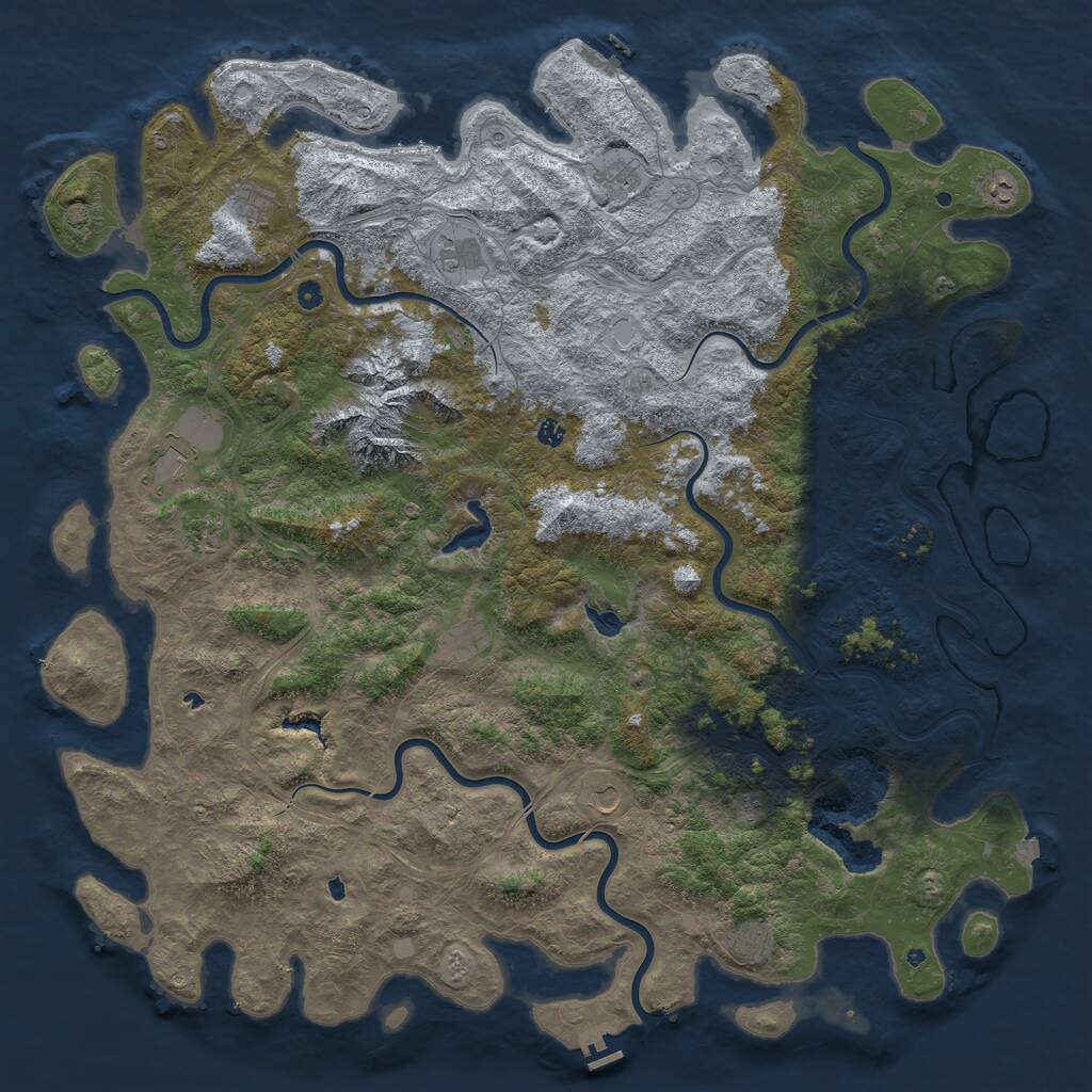Rust Map: Procedural Map, Size: 6000, Seed: 1129, 17 Monuments