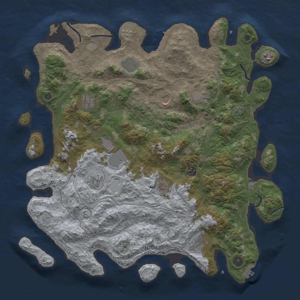Rust Map: Procedural Map, Size: 4500, Seed: 2311, 18 Monuments
