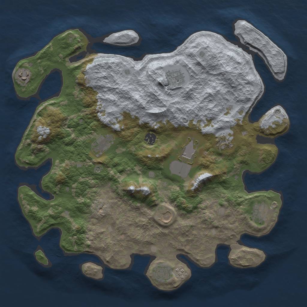 Rust Map: Barren, Size: 4000, Seed: 1372001145, 13 Monuments