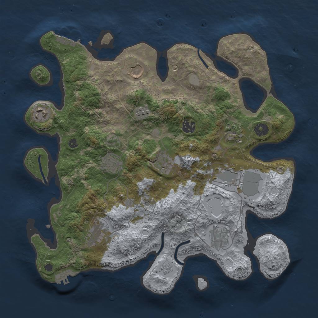 Rust Map: Procedural Map, Size: 3500, Seed: 1292074897, 19 Monuments