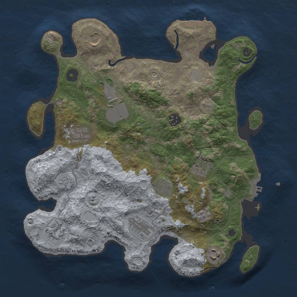 Rust Map: Procedural Map, Size: 3500, Seed: 876820639, 19 Monuments