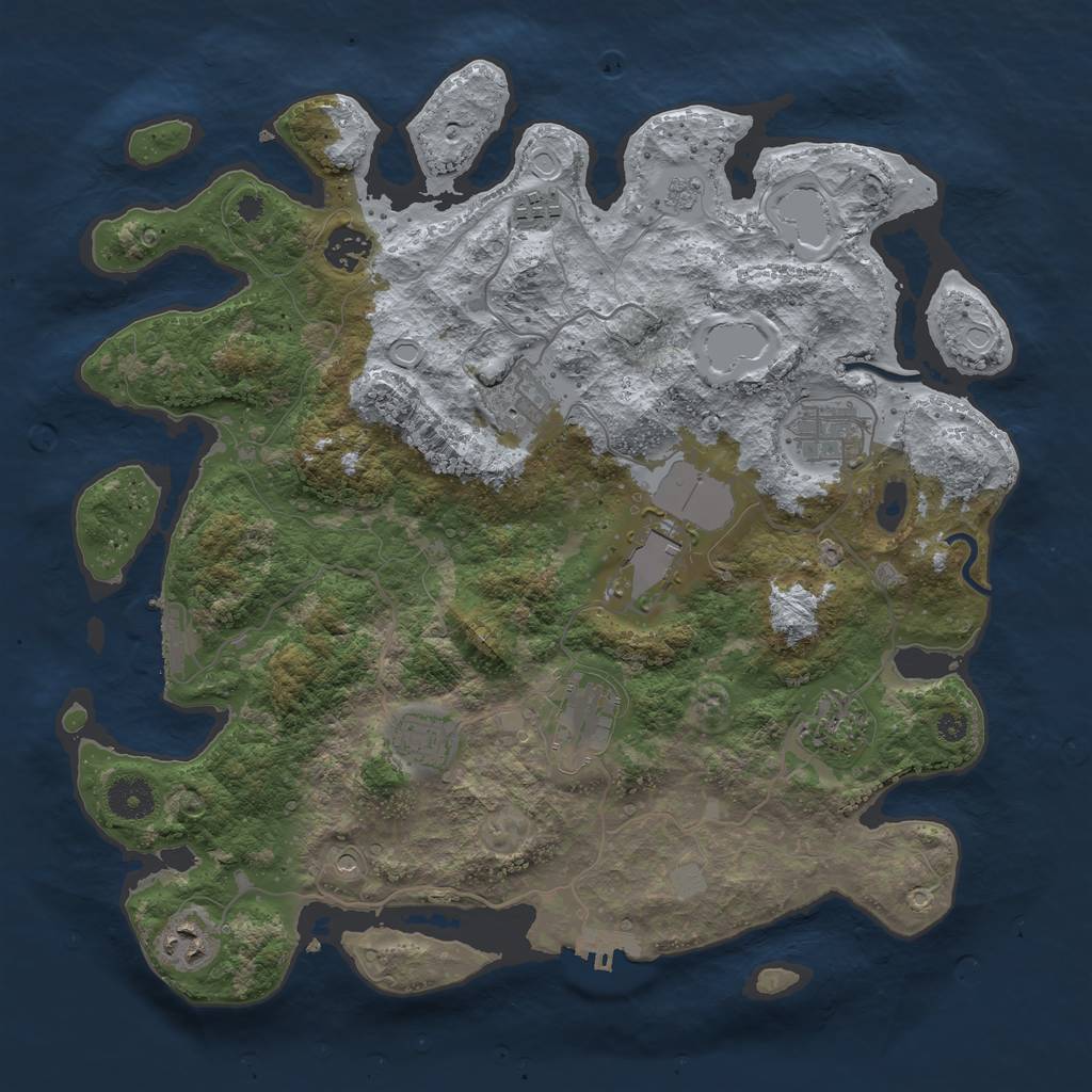 Rust Map: Procedural Map, Size: 3700, Seed: 857581323, 18 Monuments