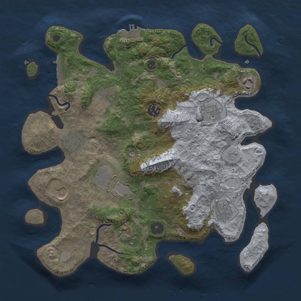 Rust Map: Procedural Map, Size: 3500, Seed: 25015684, 19 Monuments