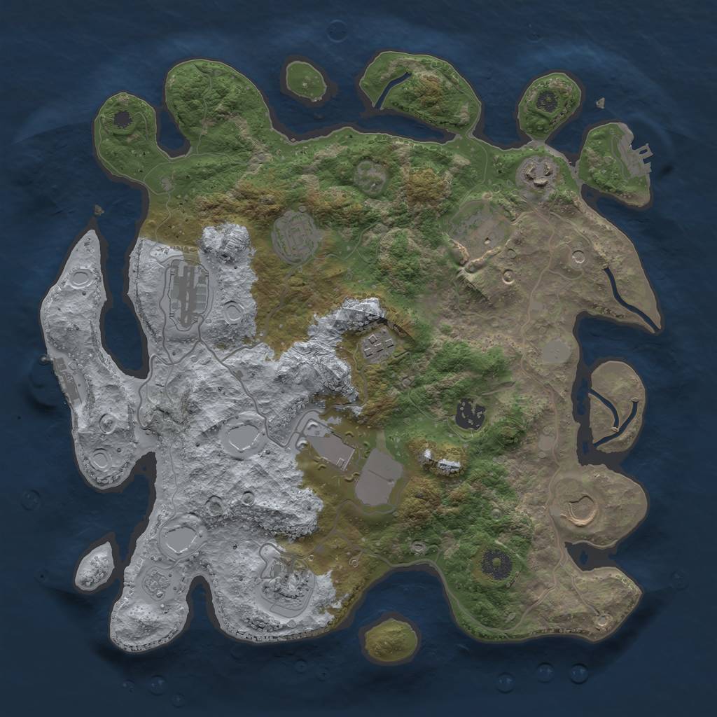 Rust Map: Procedural Map, Size: 3500, Seed: 1271726907, 18 Monuments