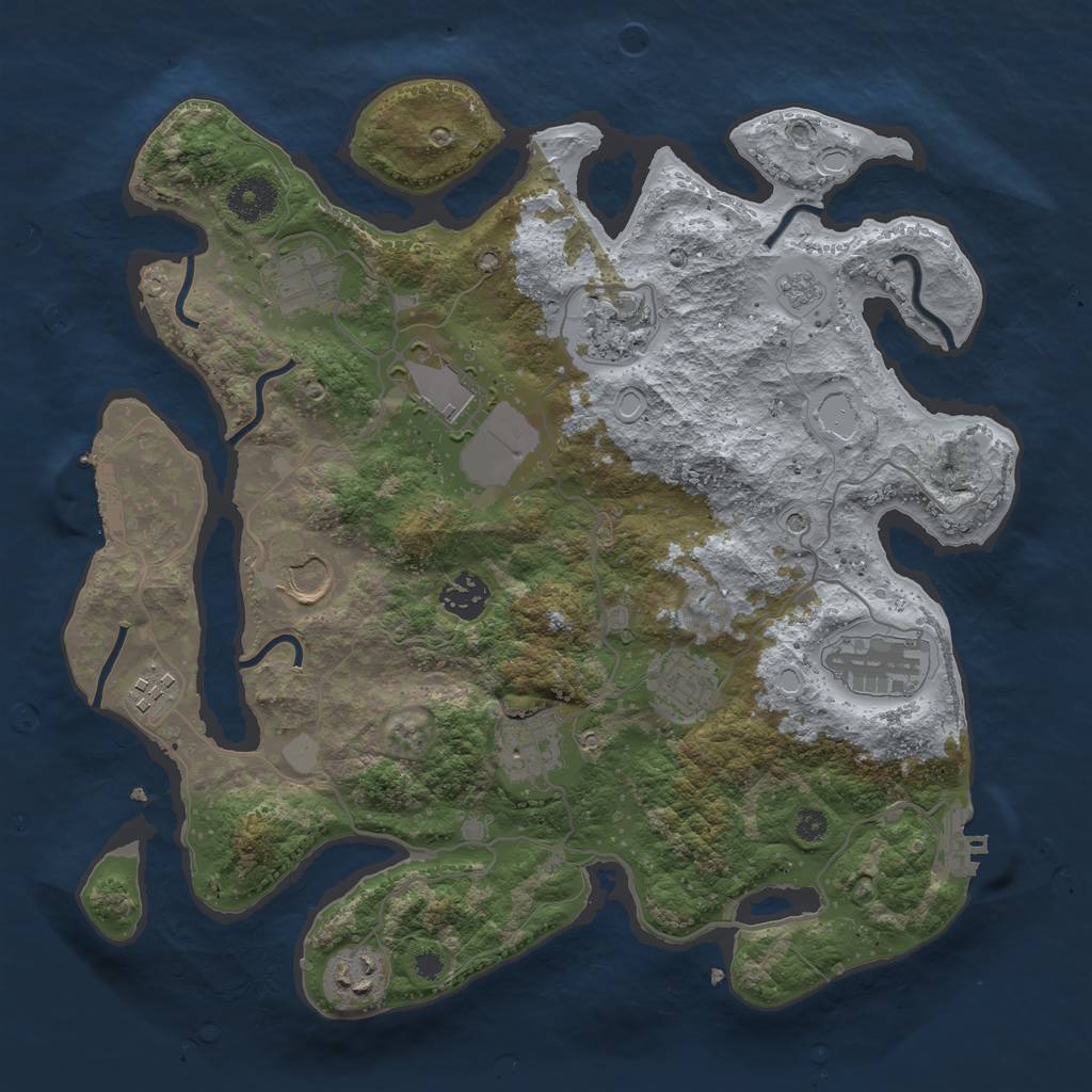Rust Map: Procedural Map, Size: 3500, Seed: 75751305, 19 Monuments
