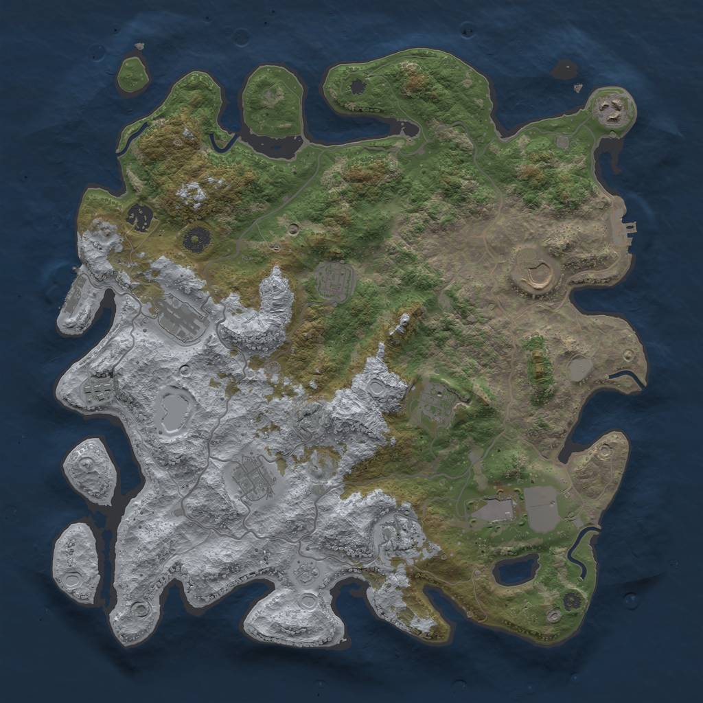 Rust Map: Procedural Map, Size: 4000, Seed: 65939393, 18 Monuments