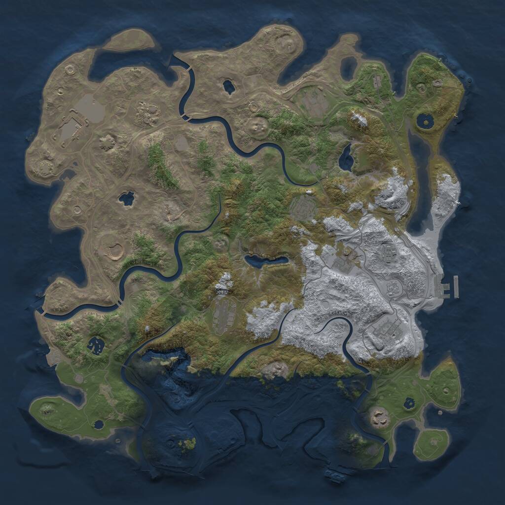 Rust Map: Procedural Map, Size: 4500, Seed: 1009514780, 17 Monuments
