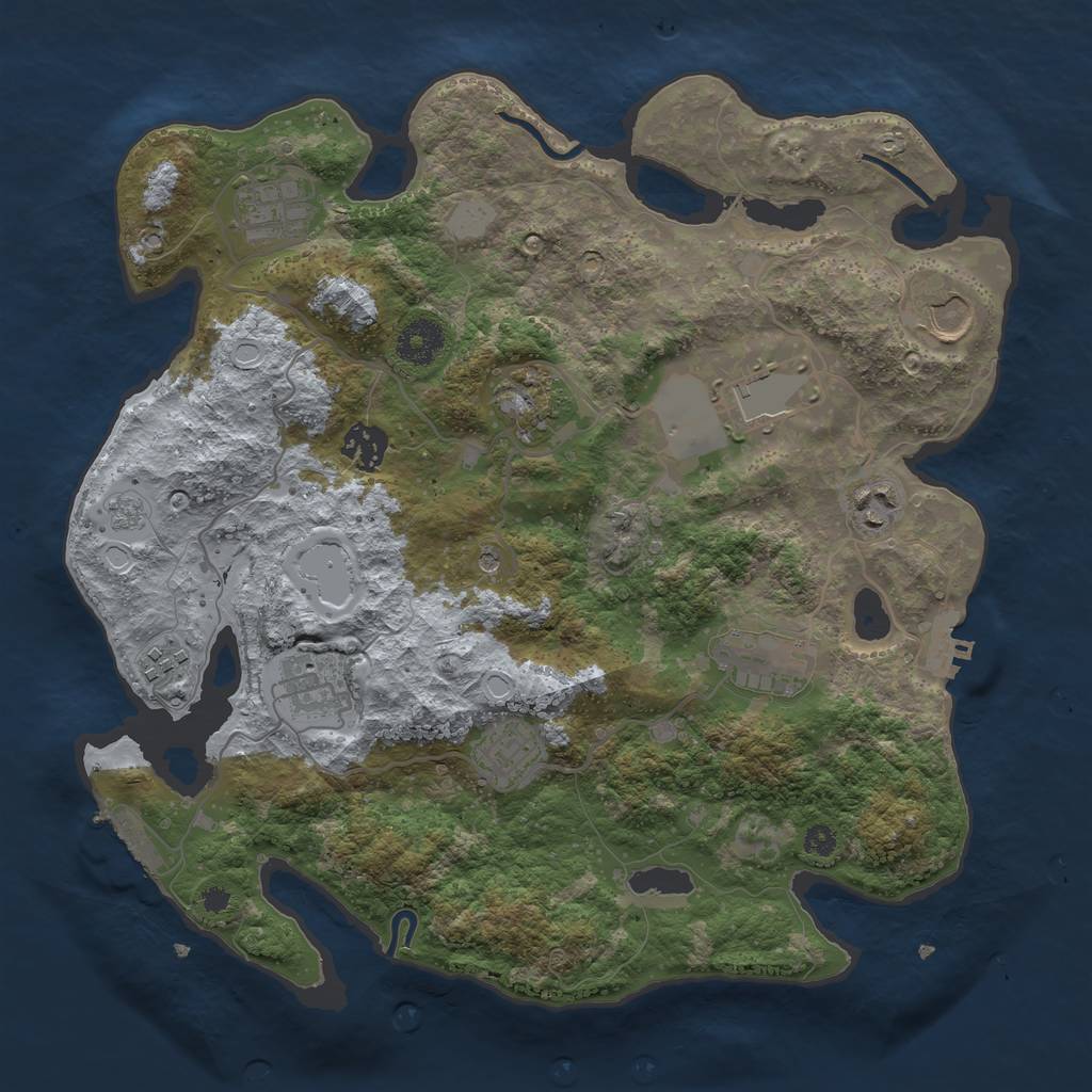 Rust Map: Procedural Map, Size: 3500, Seed: 489476413, 19 Monuments
