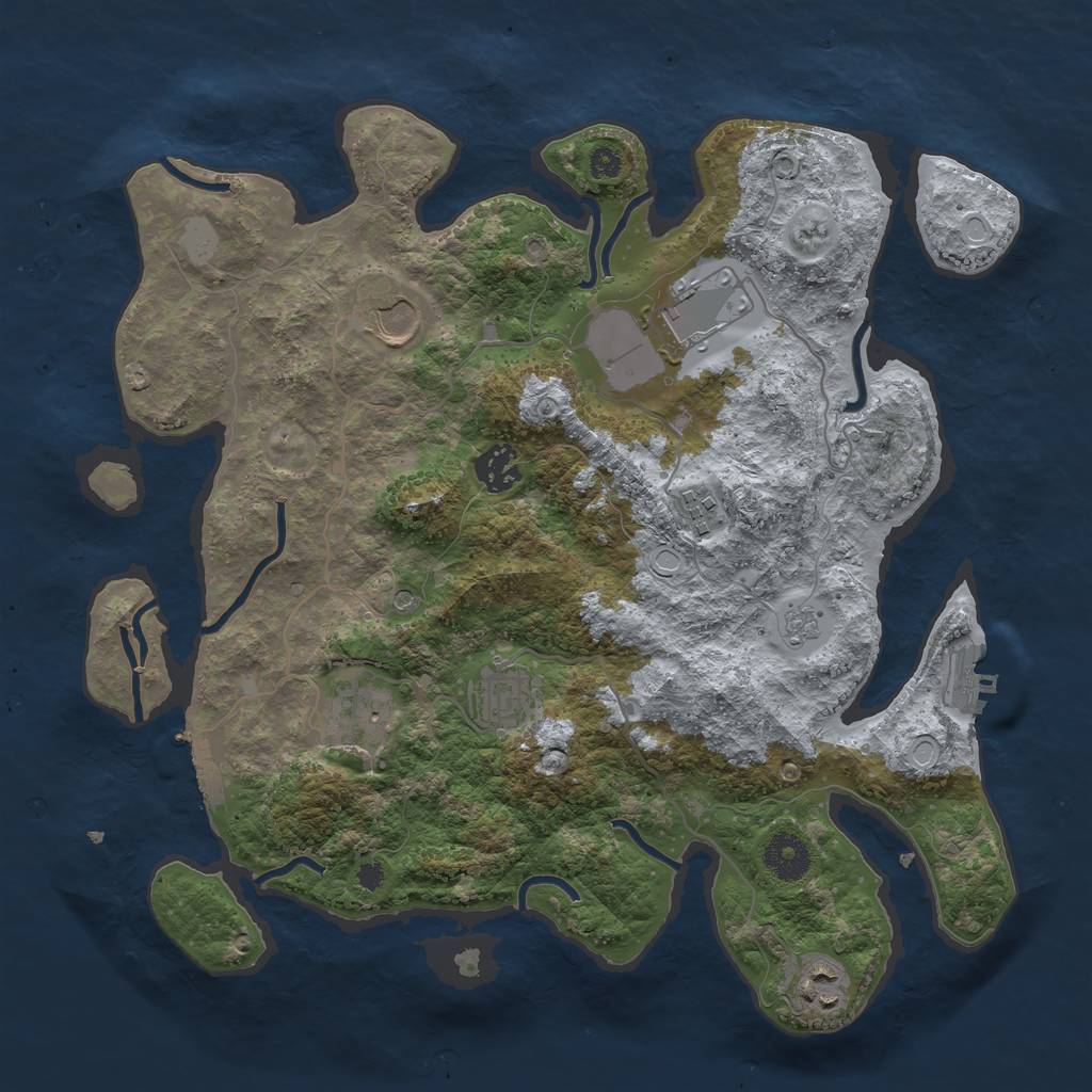 Rust Map: Procedural Map, Size: 3500, Seed: 81823351, 16 Monuments