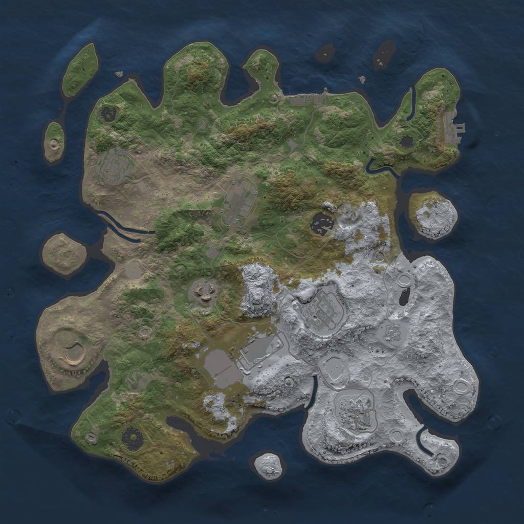 Rust Map: Procedural Map, Size: 3500, Seed: 46288353, 17 Monuments