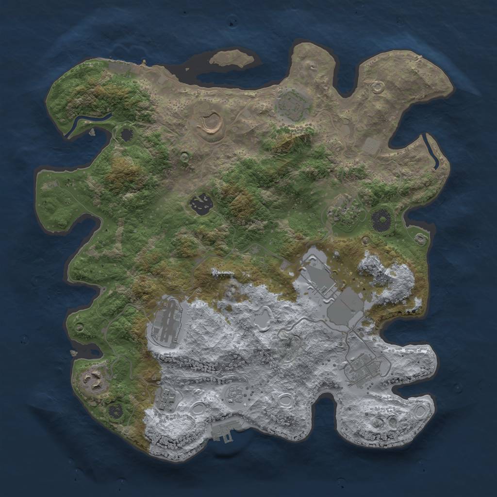 Rust Map: Procedural Map, Size: 3500, Seed: 1753229927, 17 Monuments