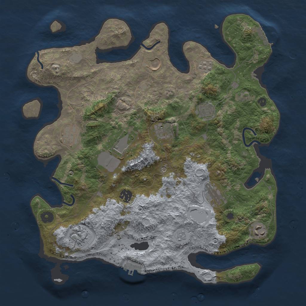 Rust Map: Procedural Map, Size: 3700, Seed: 1474280861, 19 Monuments