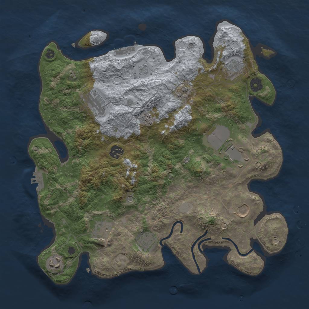 Rust Map: Procedural Map, Size: 3500, Seed: 20789176, 18 Monuments