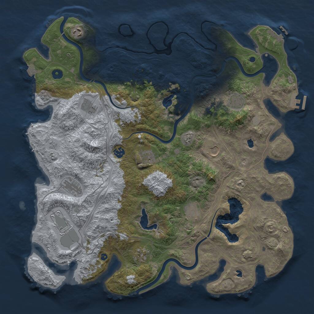 Rust Map: Procedural Map, Size: 4500, Seed: 596844449, 17 Monuments
