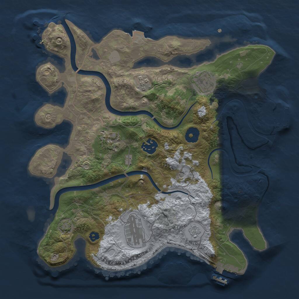 Rust Map: Procedural Map, Size: 3000, Seed: 1118647685, 11 Monuments
