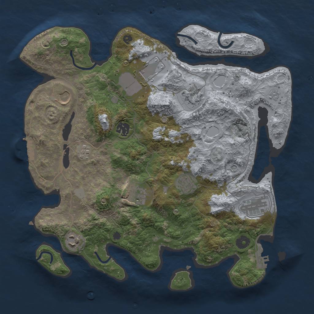 Rust Map: Procedural Map, Size: 3500, Seed: 1492184674, 18 Monuments