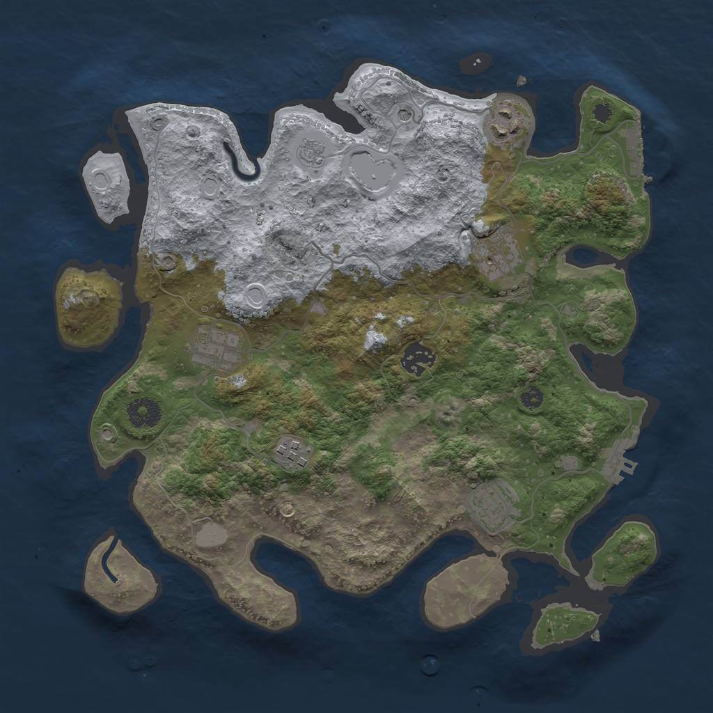 Rust Map: Procedural Map, Size: 3300, Seed: 1648, 15 Monuments