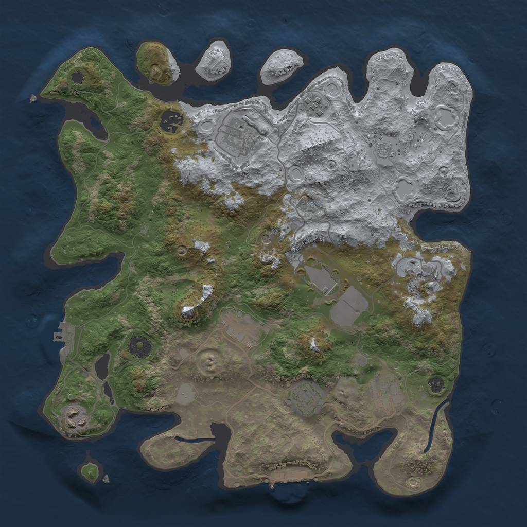 Rust Map: Procedural Map, Size: 3500, Seed: 355601186, 18 Monuments