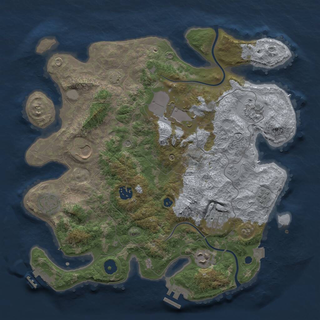 Rust Map: Procedural Map, Size: 3500, Seed: 119338, 14 Monuments