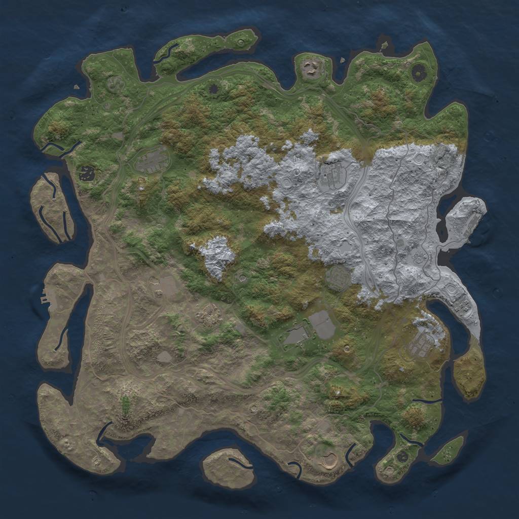 Rust Map: Procedural Map, Size: 4800, Seed: 288479059, 20 Monuments