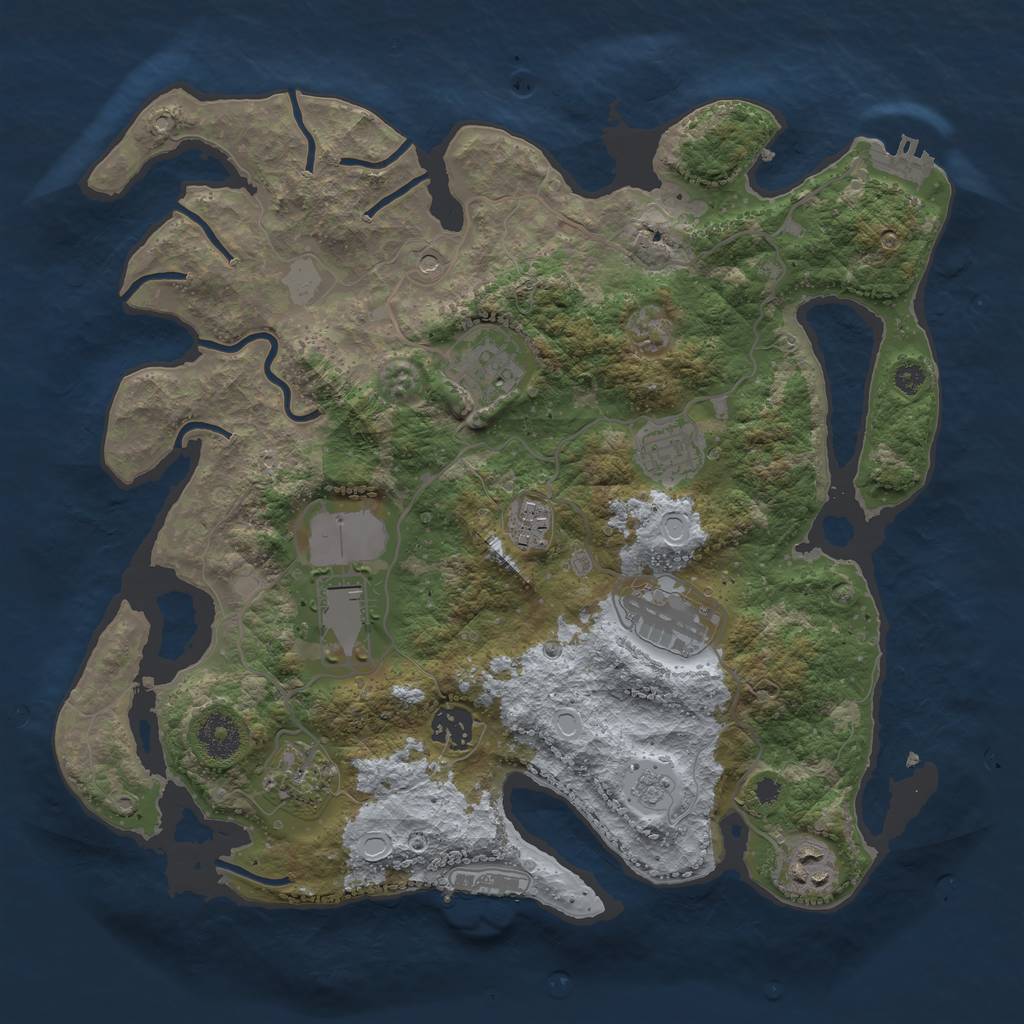 Rust Map: Procedural Map, Size: 3500, Seed: 1083794778, 15 Monuments