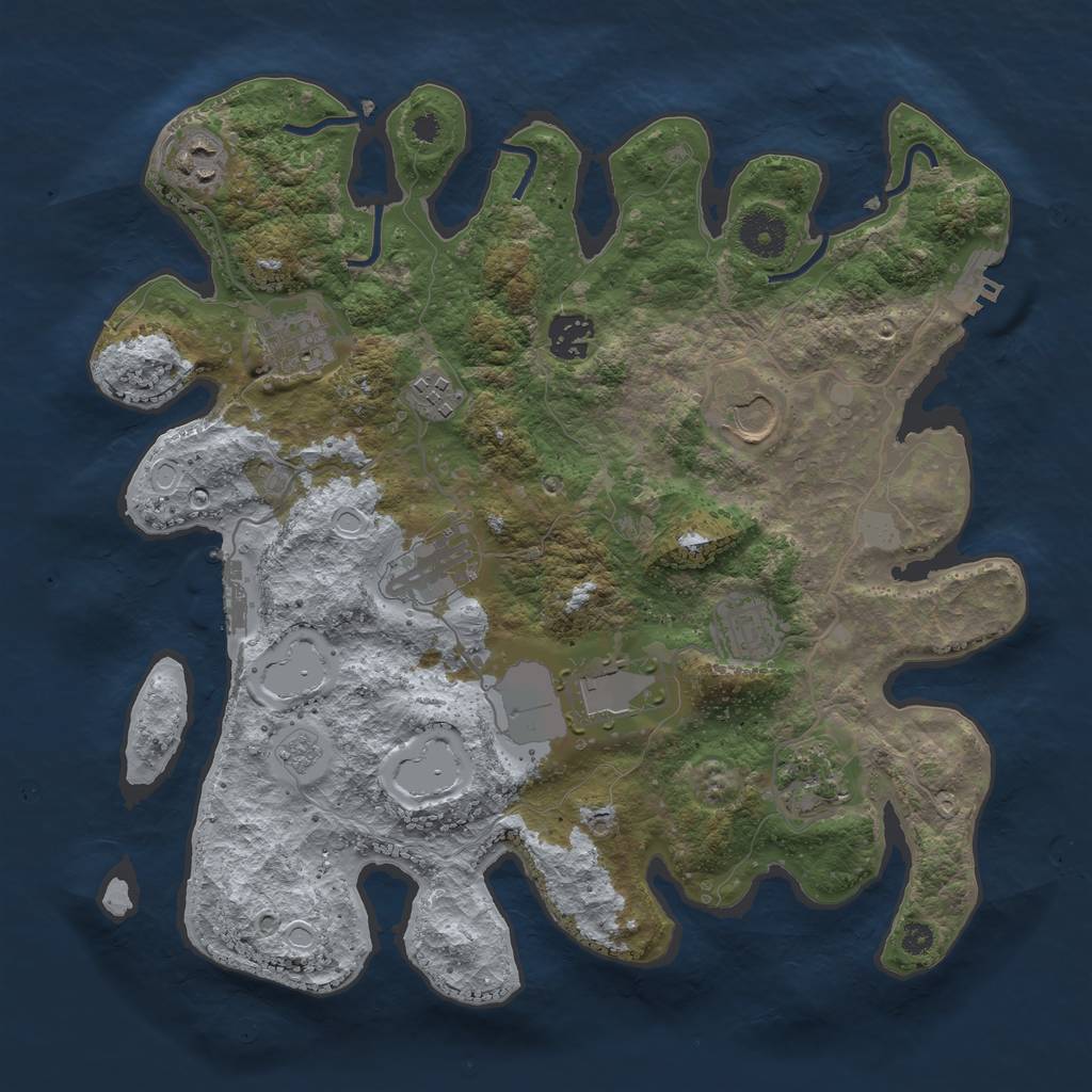 Rust Map: Procedural Map, Size: 3500, Seed: 53463, 15 Monuments