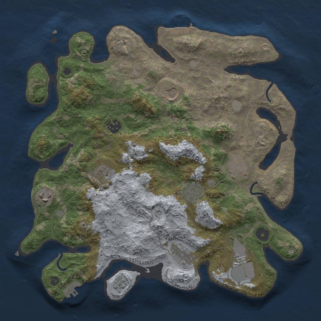 Rust Map: Procedural Map, Size: 3600, Seed: 33510794, 18 Monuments