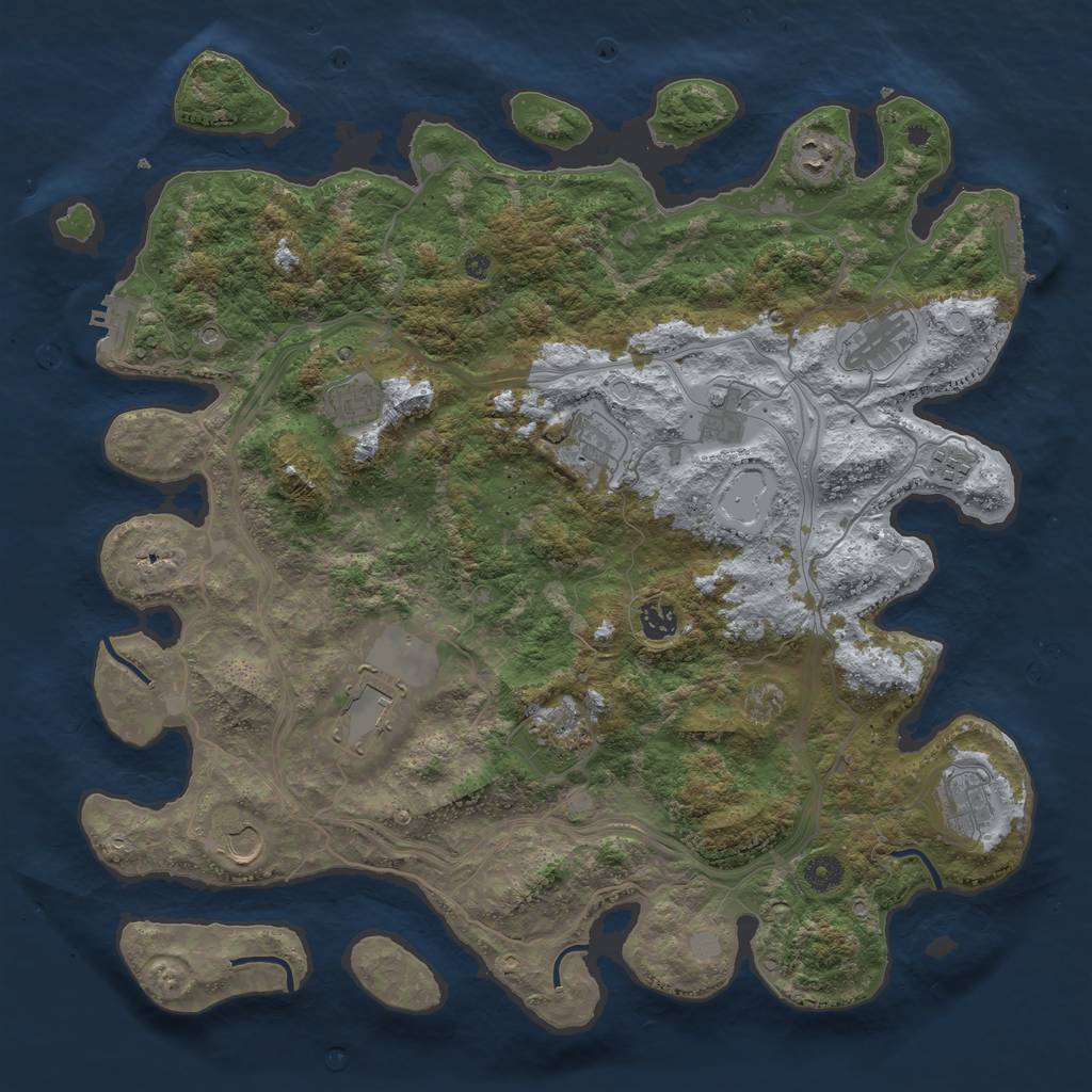 Rust Map: Procedural Map, Size: 4300, Seed: 73915864, 19 Monuments
