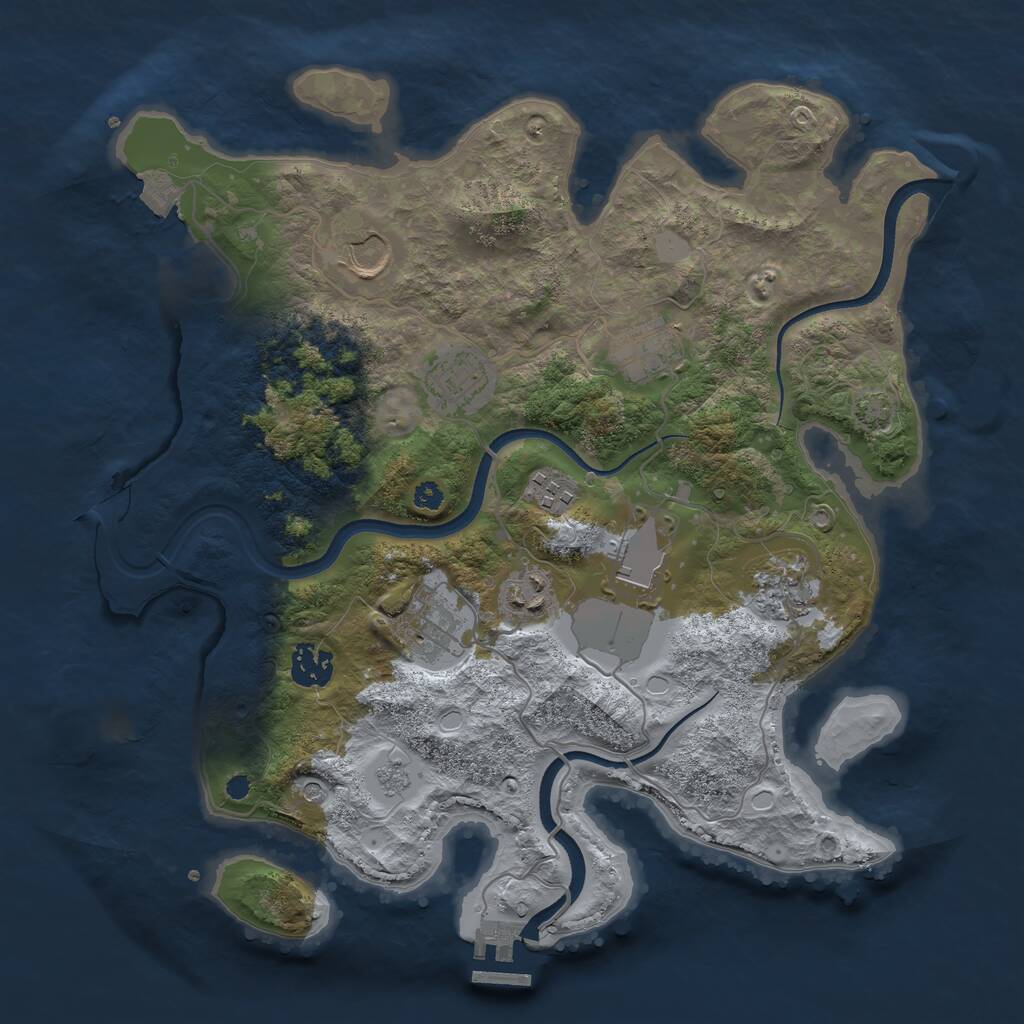 Rust Map: Procedural Map, Size: 3500, Seed: 84082376, 14 Monuments