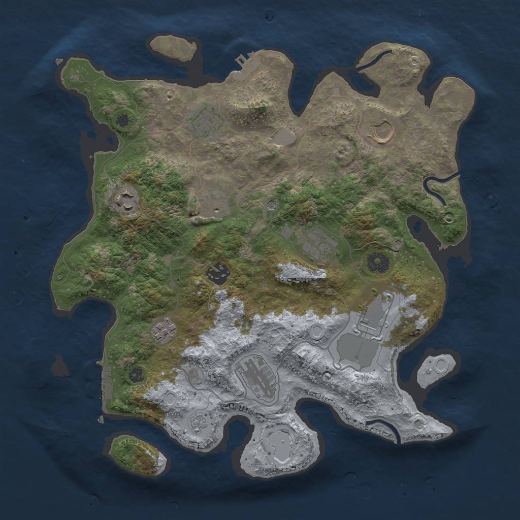 Rust Map: Procedural Map, Size: 3500, Seed: 84082376, 18 Monuments