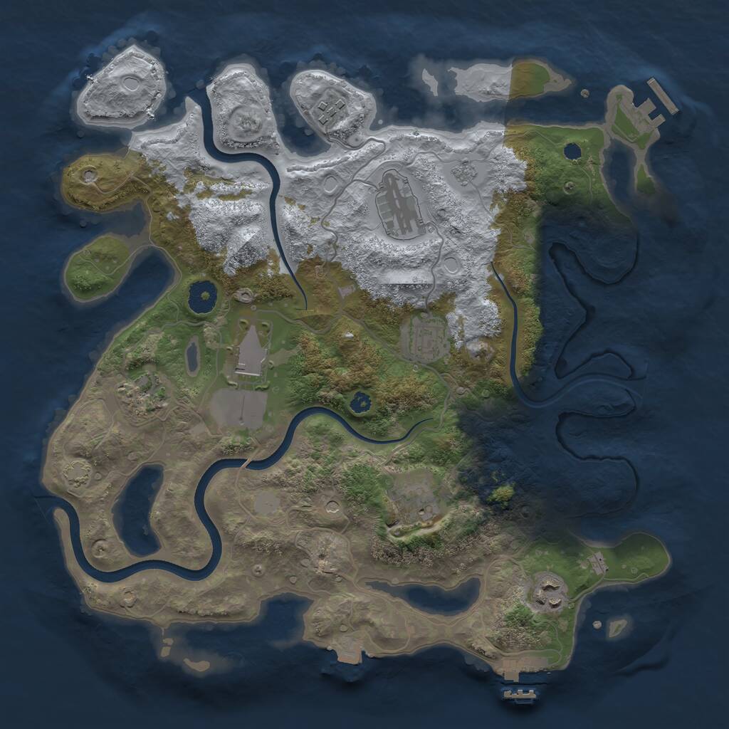 Rust Map: Procedural Map, Size: 3500, Seed: 348620731, 13 Monuments