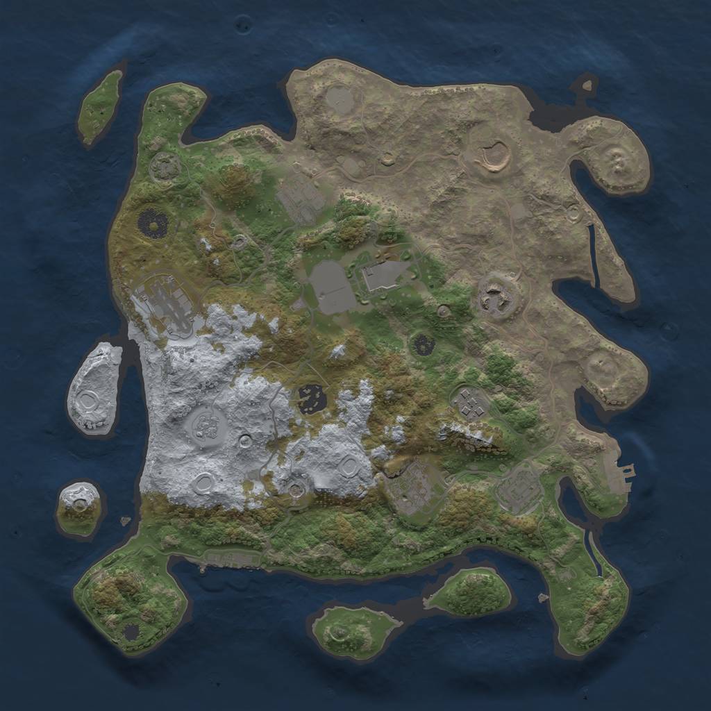 Rust Map: Procedural Map, Size: 3500, Seed: 1034737721, 17 Monuments