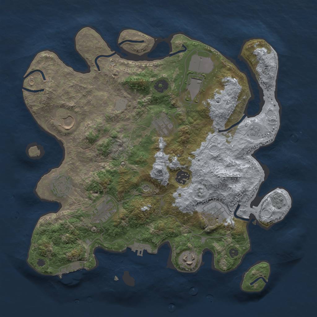 Rust Map: Procedural Map, Size: 3500, Seed: 750033209, 18 Monuments