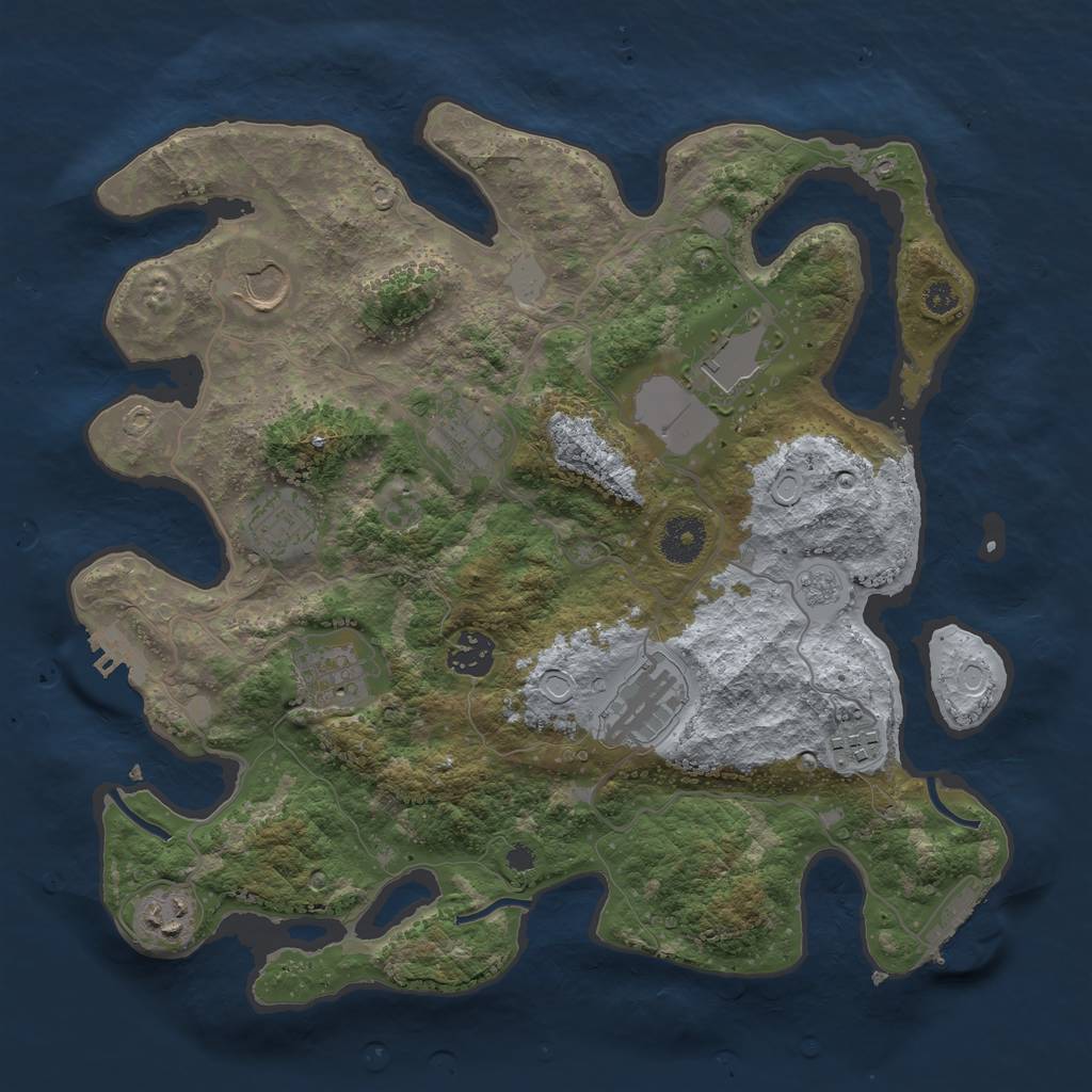 Rust Map: Procedural Map, Size: 3500, Seed: 21949225, 17 Monuments