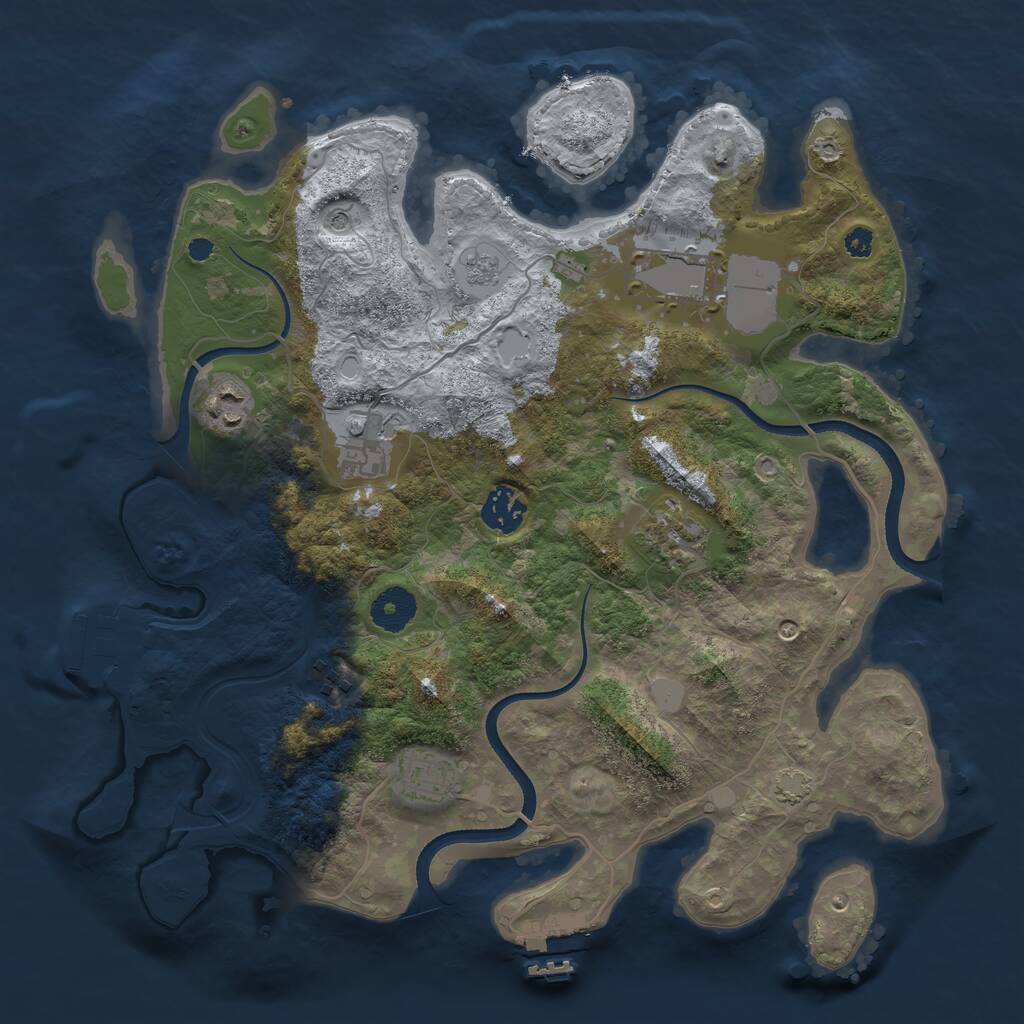 Rust Map: Procedural Map, Size: 3500, Seed: 891555919, 13 Monuments