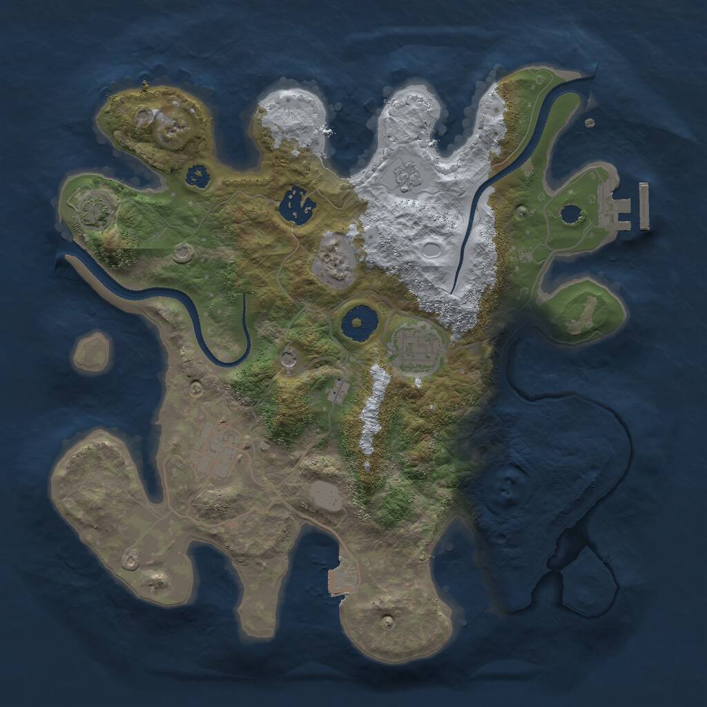 Rust Map: Procedural Map, Size: 3000, Seed: 1299800338, 8 Monuments
