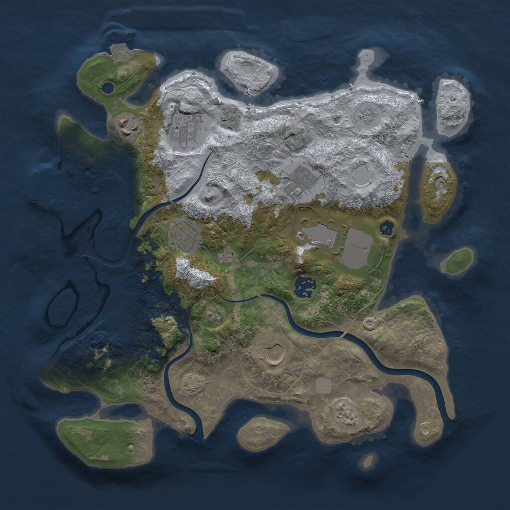 Rust Map: Procedural Map, Size: 3500, Seed: 975950357, 12 Monuments