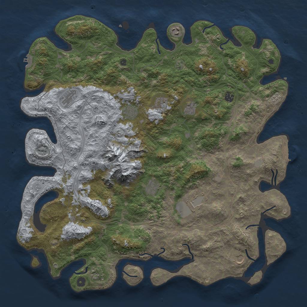 Rust Map: Procedural Map, Size: 5000, Seed: 1072024046, 20 Monuments