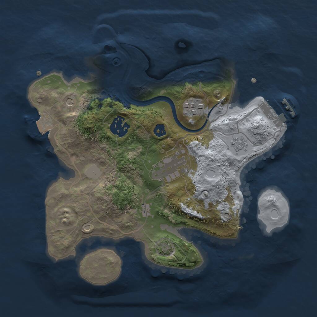 Rust Map: Procedural Map, Size: 2500, Seed: 844423880, 8 Monuments