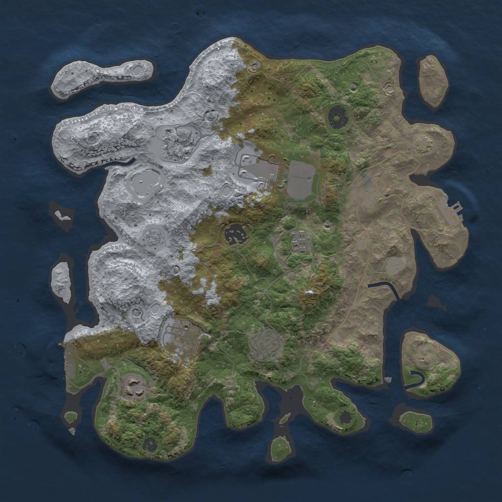 Rust Map: Procedural Map, Size: 3500, Seed: 221110, 16 Monuments