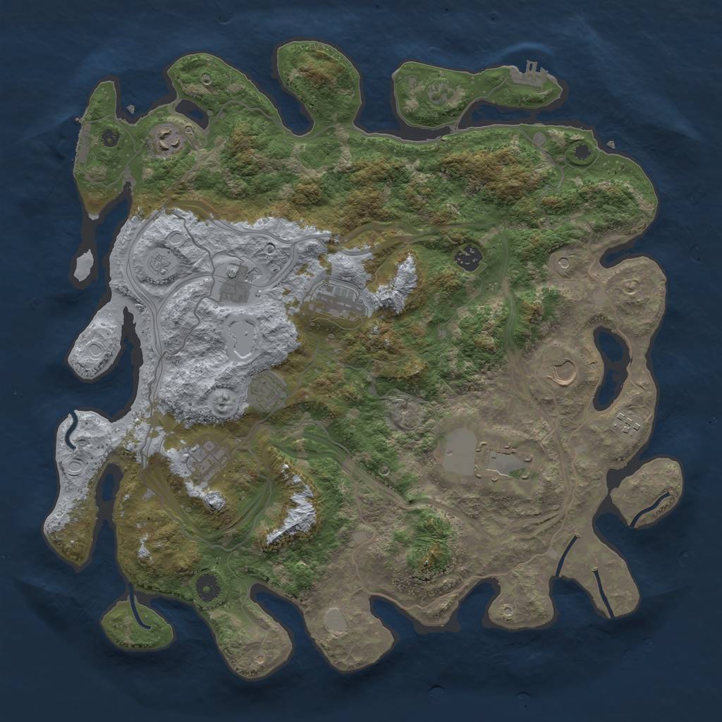 Rust Map: Procedural Map, Size: 4250, Seed: 46841366, 18 Monuments