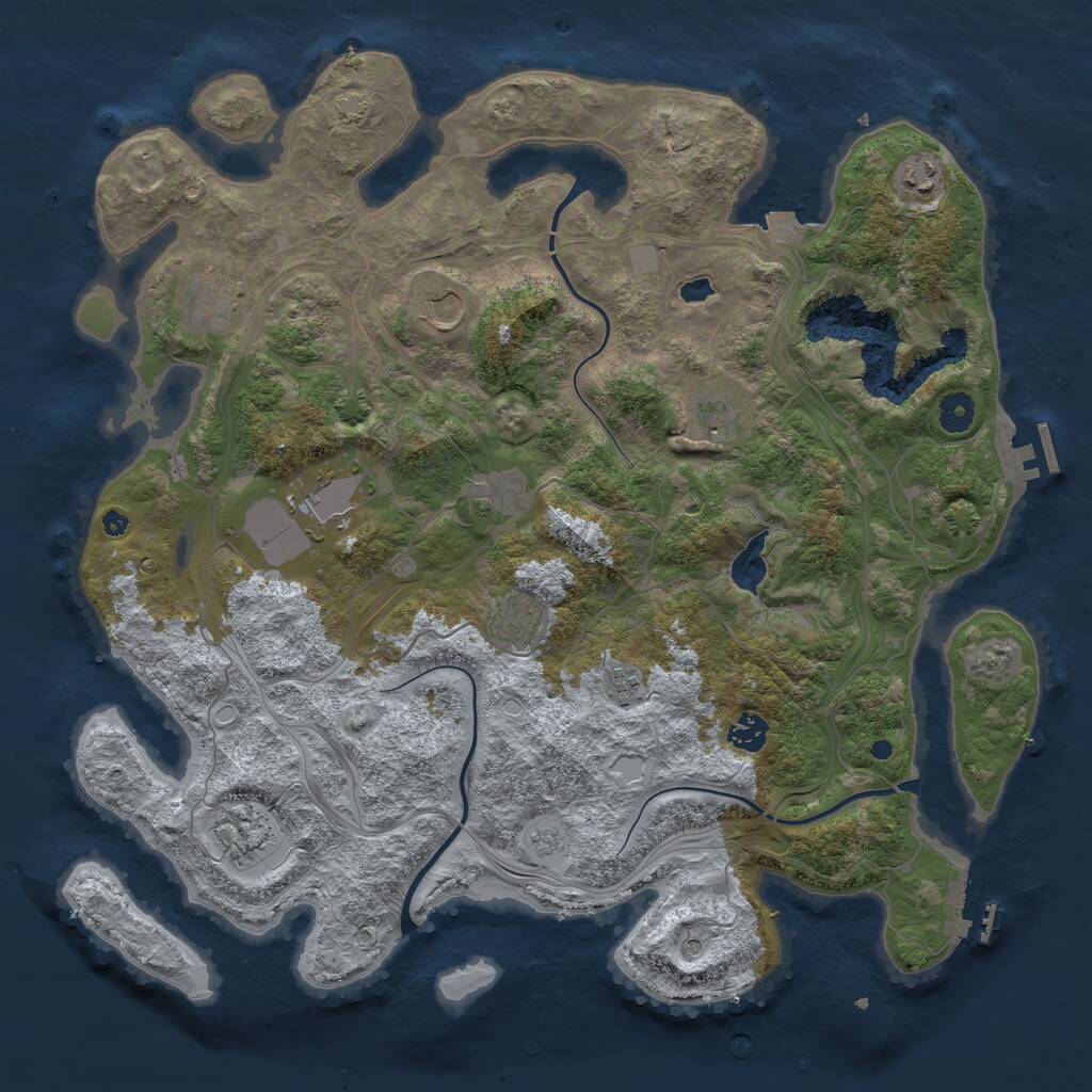 Rust Map: Procedural Map, Size: 4250, Seed: 422851175, 16 Monuments